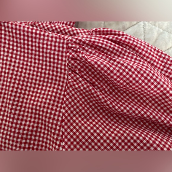 Maison Cleo Julie blouse red gingham top *small blemish* - Picture 11 of 16